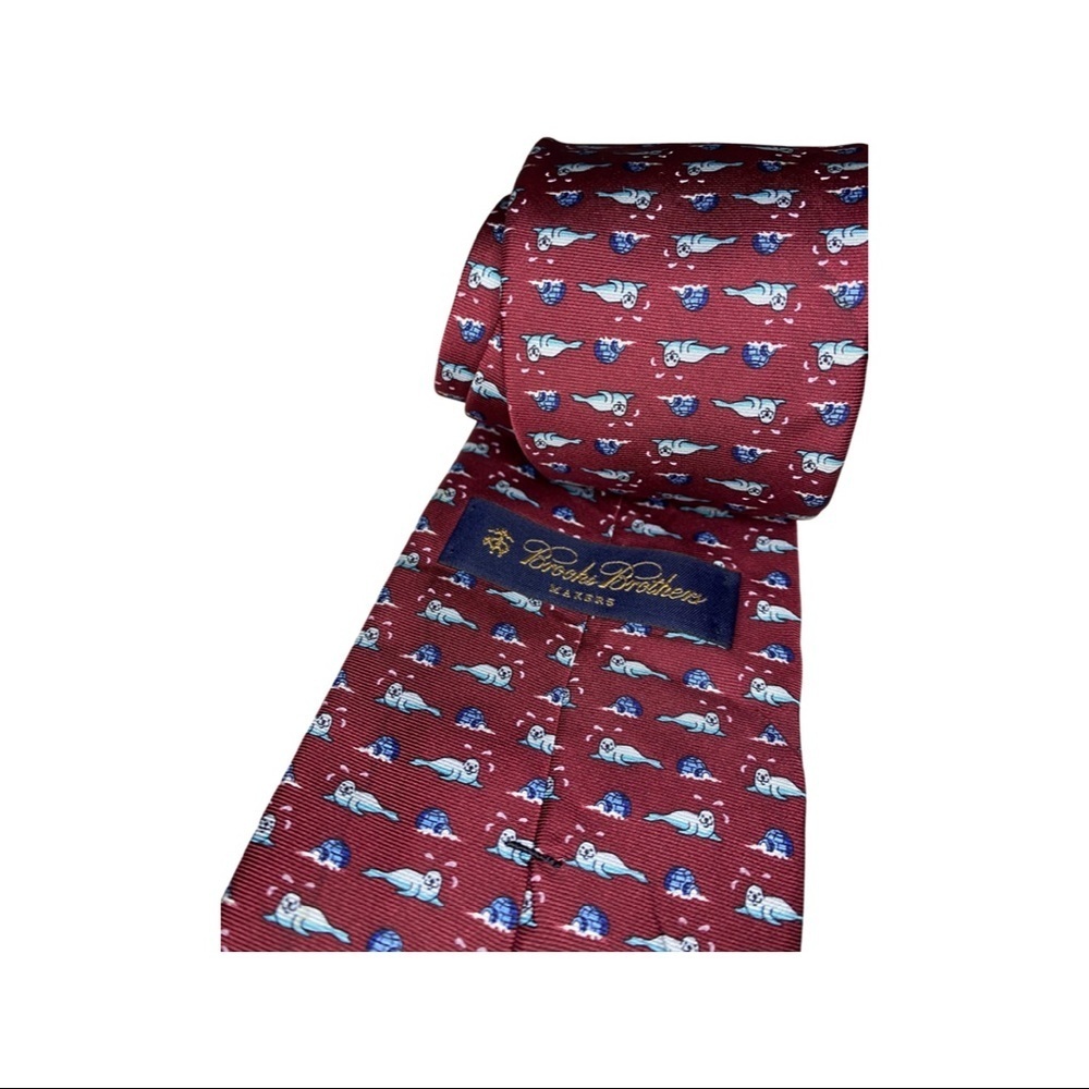 Brooks Brothers Silk Tie Seals Igloos - Picture 4 of 5